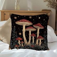 1 Stück/2 Stücke Vintage Goldrahmen Fantasy Pilz Muster Kissenbezug [Kissenfüllung nicht enthalten], 17,7*17,7 Zoll (45*45 cm)/19,69*19,69 Zoll (50*50 cm)/15,75*15,75 Zoll (40*40 cm), [Einseitiger Muster] Landhausstil Polyester Kissenbezug Raumdekoration, Heimdekoration, Schlafzimmerdekoration, Raumdekoration für Sofa, Bett, Wohnzimmer, Schlafzimmer, Auto, Büro, Hoteldekoration Zierkissenbezüge für alle Jahreszeiten perfektes Geschenk für Familie und Freunde - Verschiedenfarbig - Übersicht 10