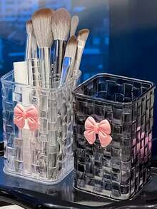 1个/2个透明蝴蝶结笔筒，学生桌面笔筒，高端质感桌面收纳盒，迷你桌面垃圾桶，适合学生桌面整理、文具、化妆品收纳，可爱时尚的文具盒，收纳盒，送给家人、朋友、同事的礼物，学习用品，铅笔盒，收纳用品，包 - 多色 - 查看 7