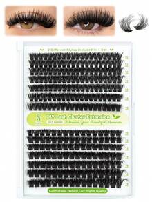 252 件 D 卷 SZY 睫毛套装 浓密睫毛 纤细单根假睫毛 带睫毛胶和密封睫毛卸妆器 睫毛镊子（60D+100D-10-18 毫米 - 套装）自然睫毛簇 - 黑色 - 查看 10