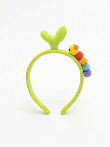 1pc Women's Cute Cartoon Caterpillar Flower Headband, Green Sprout Small Flower Funny Headpiece For Makeup, Facial Mask, Hair Styling