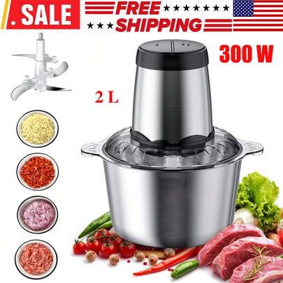 2L Electric Food Chopper Electric Stainless Steel Processor Meat Grinder Mixer