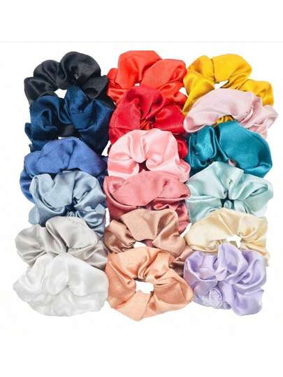 Set de 20 piezas o Set de 10 piezas Accesorios de moda para el cabello de unicolor aleatorio, incluye scrunchies, pasadores para el cabello, (colores surtidos al azar) regalos económicos, adecuados para uso casual, sujetadores de coleta, bandas elásticas para el cabello, cuerdas para el cabello, accesorios para la cabeza para gimnasio, deporte, correr