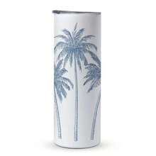 20oz Stainless Steel Insulated Water Bottle Tumbler With Lid & Straw - Palm Trees Tropical Blue Sketch Design, Reusable  Party Cup For Coffee, Tea, Cold Drinks, Perfect Gift For Birthdays, Holidays, And Special Occasions, Best For Christmas,Halloween - 1PC - View 8