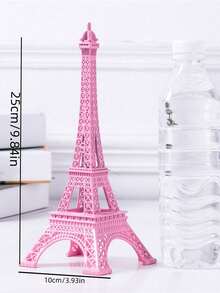 1pc Pink Eiffel Tower Statue Decor, Made Of Gold Metal, Suitable For Paris Eiffel Tower Themed Party, Birthday, Graduation Best Gift - Multicolor - View 3