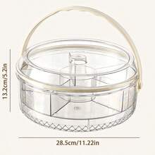 1 pieza Caja de almacenamiento hermética transparente de 6 compartimentos para frutas y aperitivos para la cocina/comedor, fácil de limpiar, diseño con asa portátil, adecuada para picnic, camping, fiestas - Blanco transparente - Ver 4