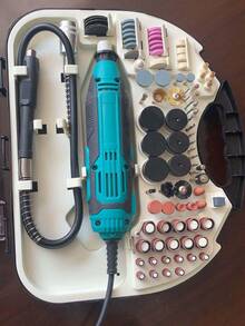 Juego de amoladora eléctrica, máquina de grabado eléctrica, mini máquina de grabado, microtaladro manual, amoladora eléctrica pequeña, pulido y rectificado. - Verde Oliva - Ver 2