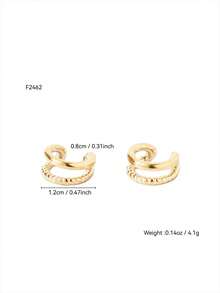 TONSI 1 Pair Elegant Chic Punk Minimalist Geometric Circle Stainless Steel 18K Gold Plated Clip-On Earrings, Suitable For Work, Daily, Party, Gift For Friends, Family, Colleagues - Multicolor - View 17