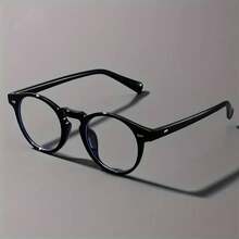 Vintage Round Anti-Blue Light Glasses Fashion Simple Style Unisex Campus Decorative Eyeglass Frames Relieve Eye Fatigue Computer Glasses - Màu đen sáng - Xem 13