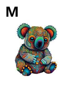 可爱考拉拼图，成人休闲玩具，不对称动物形木制拼图，家庭和朋友游戏，适合圣诞节和生日礼物，拼图，拼图，拼图，智商游戏，游戏拼图，冰拼图，拼图桌，1000 片拼图 - 杏色 - 查看 9