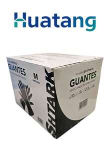 Guantes de nitrilo vinilo negro libre de látex 100 piezas: paquete de guantes desechables sin látex, resistentes a químicos y punzadas, uso sanitario e industrial. - MEDIANO - Ver 4