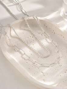 Women's Double Necklace - Two-Layer Design Gold And 925 Silver Plated, Minimalist And Elegant Style - Gold - View 8