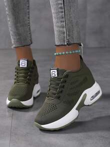 Women's Wedge-Heeled Platform Sneakers, Comfortable And Versatile Thick-Soled Breathable Height-Increasing Women's Shoes