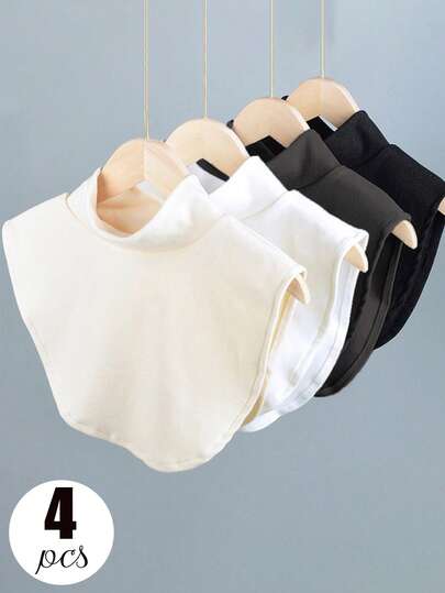 4 Pieces/1 Piece Solid High Elasticity Large-Size High-Neck Soft Fleece Faux Collar Fleece Sweater Collar Neckline, Warm Neck Protection For Spring, Autumn, Winter Base Layer Faux Collar