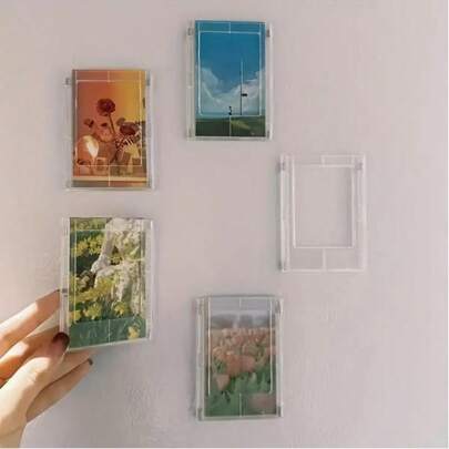 LOMILD [Magnetically Attractive Photo Frame]2/4Pcs Magnetic Photo Frames, 3-Inch Refrigerator Magnet Album Frame, Mini Photo Frame, Small Size Photo Frame For Family Memory Photos Display, Compatible Home Room, Living Room And Office Decoration Photo Card Display