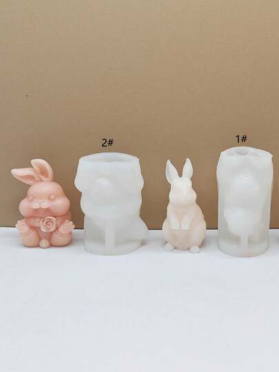 Molde de silicona multifuncional en forma de conejo y conejo de orejas grandes para hacer calentadores de manos y aromaterapia