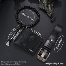 3-delat set med plånböcker för män + bälte + pärlarmband, moderiktigt, affärsmässigt och elegant set med plånböcker för män, viktiga dagliga accessoarer för män, lämplig för årsdagar, alla hjärtans dag, födelsedagar, shoppingfestivaler som presenter, ingen presentask - Brun - Visa 6