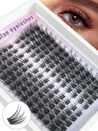140 PCS C Curl Eyelash Extensions Fluffy Segmented Extension Lashes Natural Look Lash Extension Large Capacity False Eyelashes Divided Into Left+Right For Paired Single Cluster Comfortable To Wear Enlarging Eyes Lifting Eye Tails Daily Life&Weddings&Dates&Parties&Music Festivals