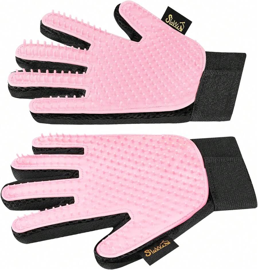 Guante Quita Pelo para Mascotas, Versión Mejorada 1 Par Doble Eficacia para Perros Gatos y Caballos, Perfecto para Mascotas Pelo Corto Largo, Guante Removedor de Pelos Suave Eficiente - rosa - Ver 1