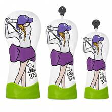 Ladies Swing Golf Club Head Cover; White Golf Club Protective Cover; PU Waterproof Material; Better Protect The Golf Club; - White - View 2