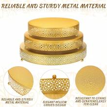 3-Piece Cake Stand Set Round Metal Cake Stands Dessert Display Cupcake Stands, Gold - Vàng - Xem 11