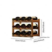 Apricot DIY Handmade Bamboo Wine Rack, Multi-Tier Wine Holder (6/8/9/12/16 Bottles) - Apricot - View 20
