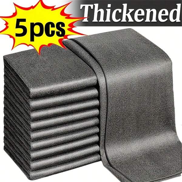5 Piezas, Paño Mágico de Limpieza de Vidrio, Paño de Limpieza de Ventanas y Espejos Multifuncional Grueso, Sin Rastros, Toalla de Lavado de Autos, Paño de Limpieza para Cocina y Baño, Paño de Microfibra Resistente para Platos, Artículos de Limpieza, Herramientas de Limpieza, Útiles Escolares. El Paño Mágico de Limpieza de Vidrio no Deja Pelos ni Marcas de Agua