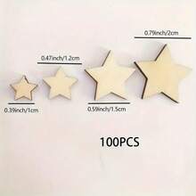 100片装不同尺寸空白木质五角星套装，DIY工艺装饰木片，DIY剪贴簿用品，绘画配件，美术工艺用品，圣诞工艺品，耐用木材，适用于房间装饰、派对礼品、成人工艺品、卧室装饰、课堂活动、自制工艺品、婚礼装饰、个性化礼品、涂鸦用品、节日装饰 - 彩色 - 查看 12