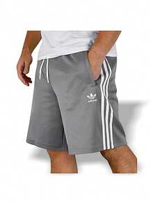 Adidas Originals 运动短裤男士常规版型轻盈透气柔软亲肤松紧腰吸汗易清洗健身房跑步训练日常街头运动野外旅行夏季灰色 IJ5346 - 灰色 - 查看 1