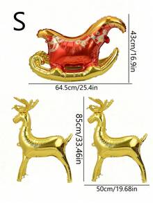 3pcs Christmas Balloons Set, Christmas Foil Balloons Reindeer Balloon Santa's Sleigh Mylar Balloons For Holiday, 4D Elk Set, Inflatable Standing Reindeer, Christmas Sleigh Inflatable Balloons For Xmas New Year Party Decorations, Suitable For Indoor Outdoor Garden Yard Decor, Christmas Party Decorations