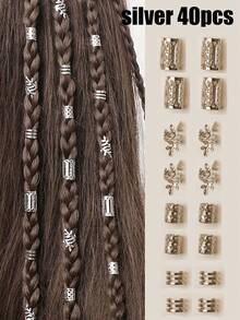 40pcs/Set Mixed Shapes Dreadlock Hair Ties, Suitable Braiding Hairstyles, Adjustable Hair Bands All Seasons, Hollow Leaf Metal Hair Ties, Dreadlocks Bead Hair Braiding Rings Clips Dreadlocks Metal Cuffs Decor/Accessories Jewelry, Unisex All-Season Wearable,Stocking Stuffers,Stocking Fillers,Stocking Stuffers For Women,Stocking Fillers Women,Christmas Gifts,Gifts,Christmas Stocking Fillers,Gifts For Women,Gift,Christmas Gift,Stocking Stuffers For Adults,Stocking Fillers For Adult,Hair Stuff,Women's Accessories,Stocking Stuffer,Coming-Of-Age Hair Accessory,Christmas Hair Accessories,Gift Ideas For Women,Beauty Stocking Fillers,Christmas Gifts For Women