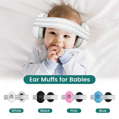 Orejeras para bebés con diadema elástica, orejeras para bebés ideales para vuelos, orejeras para reducción de ruido para bebés - auriculares para bebés contra daños auditivos y mejora del sueño
