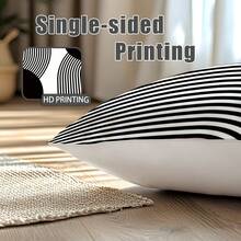 MEMNUN 4 件装黑白简约弧线几何印花抱枕套【不含枕芯】，尺寸分别为 17.7*17.7 英寸（45*45 厘米）/ 19.69*19.69 英寸（50*50 厘米）/ 15.75*15.75 英寸（40*40 厘米），【单面印花】简约现代涤纶抱枕套，适用于沙发、床、客厅、卧室、汽车、办公室、酒店装饰，是馈赠亲友的完美礼物，四季皆宜。 - 彩色 - 查看 5