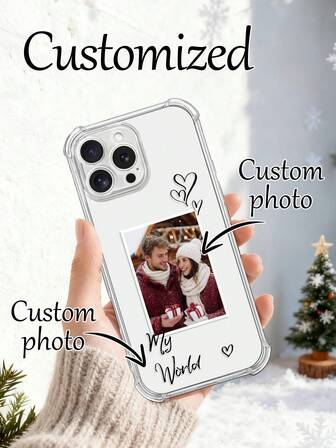 1 st. anpassat fotoram för familj, vänner, par, genomskinligt stötsäkert telefonskal, kompatibeltPhone 11 Pro, 13 Pro, 15 Pro Max, 16 Pro Max/17, 17 P, Samsung S24 Ultra och andra Android-telefoner, perfekt present till pojkvän, flickvän, familj, vänner, par, husdjursälskare för födelsedag, examen, bröllop, bal