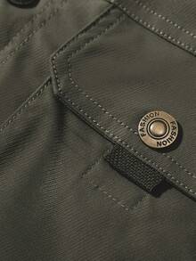 秋冬新款男士长袖夹克，翻领休闲时尚百搭夹克，多口袋军绿色纽扣夹克，复古夹克 - 卡其色 - 查看 7