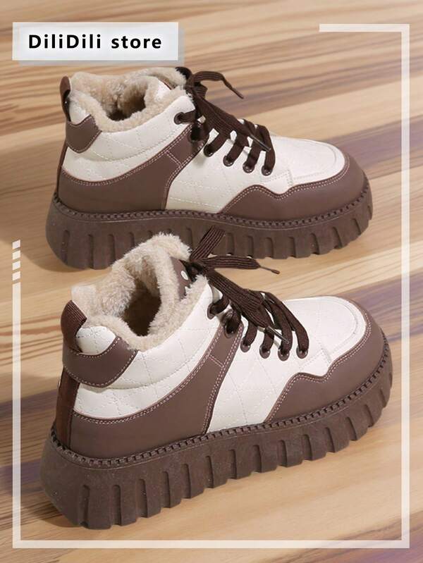 Damen Winterstiefel mit dicker Sohle und warmem Thermofutter, geeignet für den Winter