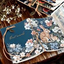 1 件，A5，80 页，动物森林速写本，兔子，松鼠，狐狸，猫头鹰，绷带悬挂，空白图片笔记本，便携式旅行速写本，DIY 日记本，空白笔记本，非常适合书写，非常适合彩色铅笔、油画颜料、马克笔和完美的礼物，圣诞礼物 - A5 - 查看 5