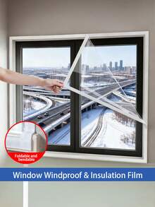 1-Pack Transparent Winter Window Insulation Film – Thickened Cold-Resistant & Windproof Cover, Keeps Warm And Prevents Frost For Home Windows & Balconies