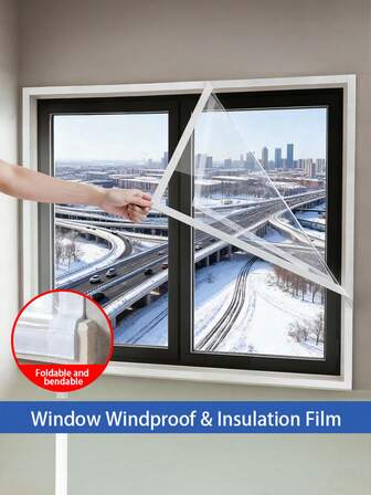 1-Pack Transparent Winter Window Insulation Film – Thickened Cold-Resistant & Windproof Cover, Keeps Warm And Prevents Frost For Home Windows & Balconies