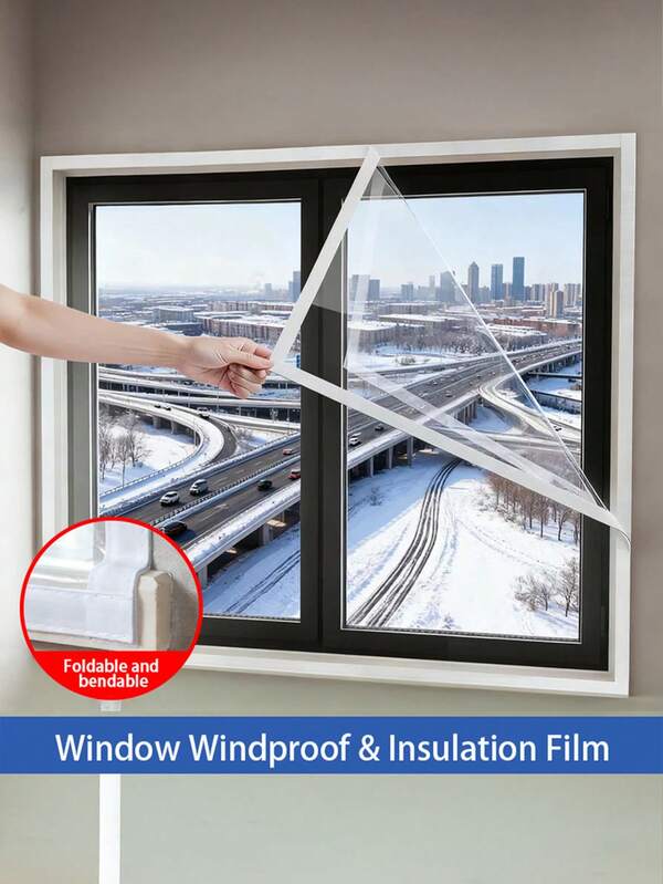 1-Pack Transparent Winter Window Insulation Film – Thickened Cold-Resistant & Windproof Cover, Keeps Warm And Prevents Frost For Home Windows & Balconies