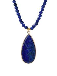 Bohemian Style Lapis Lazuli Pendant Necklace With 4mm Beads Geometric Pendant, Handmade Vintage Women's Jewelry, Perfect Birthday Or Holiday Gift - Multicolor - View 16