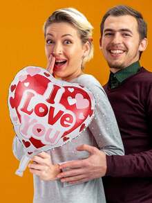 100pcs Heart-Shaped Aluminum Foil Balloons Heart Wedding Printed Aluminum Foil I Love You Balloons