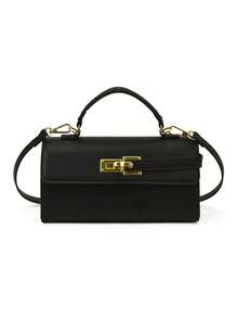 【双色宣言 | 轻奢通勤手提包套装】棕色和黑色双色 * 金色扣环锁链 | 展现现代都市旅行美学 精致的荔枝纹皮革散发着温暖的光泽，矩形轮廓再现了极简主义风格。 - 彩色 - 查看 14