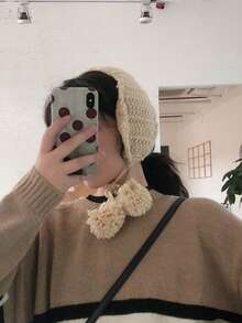 1 Pair Of Women's Cute Knitted Ear Muffs, Padded Ear Protection Design, Strap Style, Suitable For Fall And Winter Warmth Scene White Ear Muffs