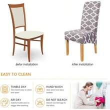 Large Size High Back Strench Knitted Dining Chair Covers Set Of 6, Elastic Kitchen Chair Slipcovers Removable Nonslip Hotel Dining Room Ceremony Banquet Wedding Party 6 Pack - Grey-btc01 + 4 Pack - View 6