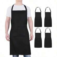 Minimalist Black Chef Apron - Pocket-Free, Unisex Adult Apron For A Sleek Look | Kitchen Essentials/Chef Aprons/Beginner Kitchen Tools/Cooking Must-Haves - Black - View 14