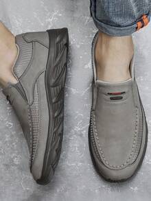 Men's Comfortable Casual Loafers, Outdoor Walking Hiking Casual Shoes, Lightweight Breathable - Grey - View 2