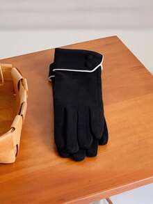 1 Pair Of Winter Warm Gloves, Windproof, Lined With Warmth, Supporting Touch Screen, Suitable For Cycling And Driving, All Finger Design, Elegant And Fashionable - Multicolor - View 4