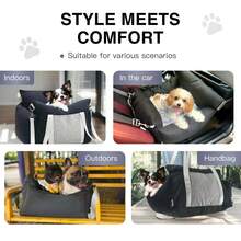 HAZOOWILL HazoWill 二合一宠物车载座椅，便携式可拆卸旅行增高垫，适用于小型犬和猫，柔软可转换床，透气夏季设计，可调节牵引绳和安全带扣，适用于前排和后排座椅