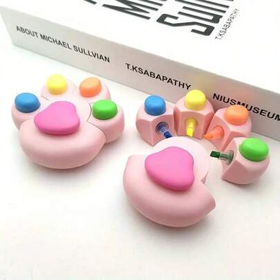 Four Colorful Cat Claw-Shaped Marker Pens, Suitable For Students And Cute Stationery Enthusiasts.