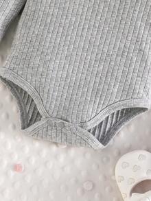 3pcs/Set Infant Baby Casual Cute Bow Ribbed Long Sleeve Bodysuit